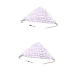 MAGICLULU 2 Stück Schnur Braut Stirnband Haargummis mit Perlen dünne Stirnbänder für Frauen hair toppers for women hair bows for women haarschmuck Tiara Hochzeitszubehör Perlenstirnband Weiß von MAGICLULU