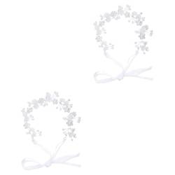 MAGICLULU 2St Braut Stirnband hochzeitshaar schmuck wedding hair accessories tragegurt stutzenhalter frauen stirnband hochzeit kopfschmuck Japanisch und Koreanisch Kopfbedeckung Zubehör Weiß von MAGICLULU