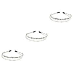 MAGICLULU 3 Stk Haarnadel Kristall Tiara Haarband Haarschmuck Haargummis für Frauen Haar Klammern elegant Stirnband Kopfbedeckung für Damen weibliches Haarband Perle Klipp Braut Eisen Weiß von MAGICLULU