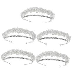 MAGICLULU 5st Perlenkrone Haarschmuck Für Frauen Hochzeit Kristall-mädchen-kopfbedeckungen Damen Stirnbänder Strass-stirnband Haarband Braut Strass-imitationsperle Ausgabekarte Strasssteine von MAGICLULU