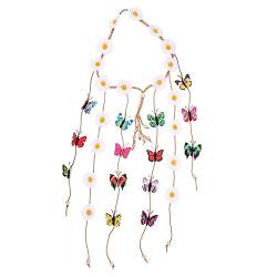 MAGICLULU Gänseblümchen Schmetterlings Stirnband Damen Stirnband Hippie Stirnband Schmetterlings Haarband Quasten Stirnband Hippie Haarschmuck Haarband Für Frauen Haar Stirnbänder von MAGICLULU