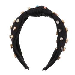 MAGICLULU Geknotetes Perlenstirnband Mädchenhaar Knoten Stirnbänder Nietenstirnband Perlenstirnbänder Für Knotenstirnband Für Stylische Haare Juwelenbesetzt Damen Stoff Koreanische Version von MAGICLULU