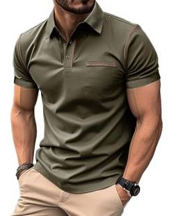 MAGIMODAC Poloshirt Herren Kurzarm Polohemd Baumwolle kurzärmeliges Sommer Polo T Shirt Grün L von MAGIMODAC