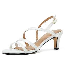 MAIERNISI JESSI Unisex Herren Damen Riemchen Kleid Sandalen Kätzchen Absatz Slingback Heels, Weiss/opulenter Garten, 16 Women/14.5 Men von MAIERNISI JESSI