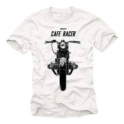 Cafe Racer T-Shirt Boxer Twin Motorrad Weiß Herren Größe XL von MAKAYA