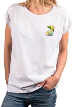 MAKAYA Gin Tonic T-Shirt Damen Gläser Motiv Geschenke für Frauen Alkohol Sommer Oberteile Top Weiß Große Größen M von MAKAYA