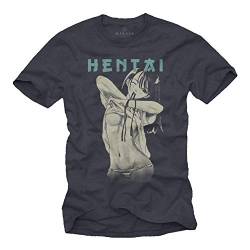 MAKAYA Manga Anime T-Shirt Herren - Hentai - Waifu Senpai Comic Art Grau Größe XXXL von MAKAYA