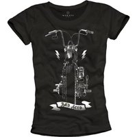 MAKAYA Print-Shirt Damen Motorrad Oberteile Coole Biker Bekleidung Frauen Top Schwarz von MAKAYA