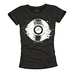 Musik T-Shirt für Frauen Schallplatte schwarz Größe M von MAKAYA