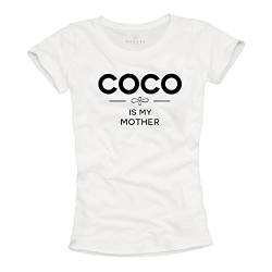 Shirt mit Spruch für Damen - Coco is My Mother - weiß/schwarz Größe M von MAKAYA