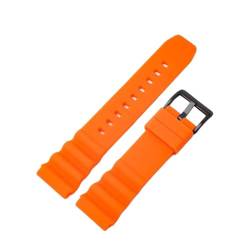 MAMA'S PEARL 20mm 22mm Gummi Uhrenarmband Fit for Rolex Fit for Seiko SKX007 Wasserdicht Tauchen Silikon Armband Männer Sport Strap Fit for Citizen Armband (Color : Orange-Black, Size : 22mm) von MAMA'S PEARL