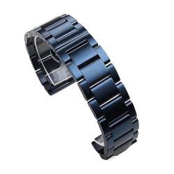 MAMA'S PEARL Edelstahl-Armband, dunkelblau, gebogenes Ende, Metall-Armbanduhren, 18 mm, 19 mm, 20 mm, 21 mm, 22 mm, 23 mm, 24 mm (Color : Full matte, Size : 21mm) von MAMA'S PEARL