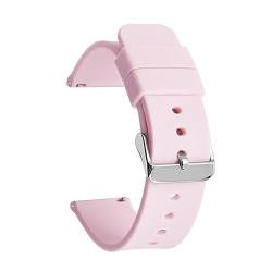 MAMA'S PEARL Gummi-Uhrenarmband, wasserdicht, generisches Armband, 14, 16, 18 mm, 20 mm, 22 mm, 24 mm, schwarze Schnalle, passend for Samsung, passend for Huawei Sportuhr (Color : Pink 01, Size : 24 von MAMA'S PEARL