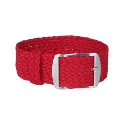 MAMA'S PEARL Nylonband, Gewebtes Armband, Passend For Perlon-Band, Ersatz-Uhrenarmband, Schwarze Silberne Schnalle, 16 Mm, 18 Mm, 20 Mm, 22 Mm (Color : Red, Size : 18mm) von MAMA'S PEARL