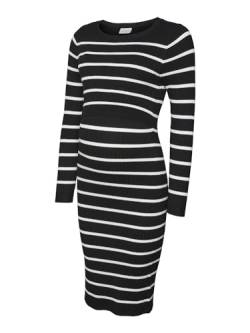 MAMA.LICIOUS Damen MLNEWSIV June LS UK Knit Dress 2F A NOOS Kleid, Black/Stripes:Snow White, X-Large von MAMALICIOUS