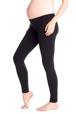 MAMARELLA Seamless Umstandsleggings mit Unterbauchbund schwarz, nahtlose & blickdichte Leggings während und nach der Schwangerschaft, figurformend und stützend, für Sport & Freizeit (S/M) von MAMARELLA