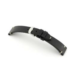 MANUFAKTURWERK Uhrenarmband ST. Pauli | Leder | für Damen und Herren | Silberne Schließe, Größe:M (Standard). 18/16 mm, Farbe:Schwarz von MANUFAKTURWERK