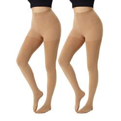 MANZI 2 Paar 120 Denier Dicke Warme Opake Control Top Sonnenbräune Strumpfhose für Damen XXL von MANZI