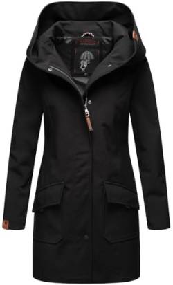 MARIKOO Damen Softshell Jacke Winterjacke wasserabweisend Outdoor lang B856 [B856-Maylee-Schwarz-Gr.XS] von MARIKOO