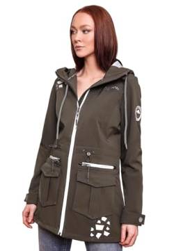 MARIKOO Damen Softshelljacke Funktions Outdoor Jacke wasserabweisend mit Kapuze B875 [B875-Anthrazit-Gr.XS] von MARIKOO