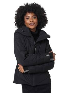 MARIKOO Winterjacke Damen (XS-3XL) - Wasserabweisend, Warm, Kapuze abnehmbar, Winddicht - Steppjacke, Frauen - Stehkragen, 4 Taschen, verlängerter Zipper - Schwarz 3XL von MARIKOO