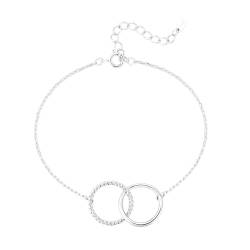 Silber Armband für damen mit zwei verbundenen Ringen.. Armband silber damen für Frau, Mädchen ideal für Valentinstag und Muttertag Geschenk, Geburtstag... Schmuck damen armbänder (Versilberung) von MARLION JEWELS