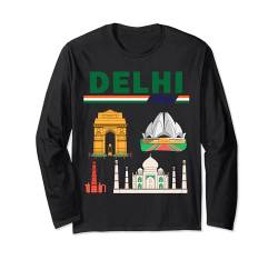 Qutb Minar in Neu-Delhi mit Indientor und Lotus-Tempel Langarmshirt von MASH MOSH