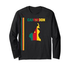 Vertikale Kamerun-Flagge, Text "Kamerun" und Silhouettenkarte Langarmshirt von MASH MOSH