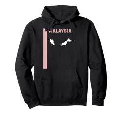 Vertikale malaysische Flagge, Text "MALAYSIA" und Silhouettenkarte Pullover Hoodie von MASH MOSH