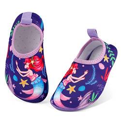 MASOCIO Badeschuhe Kinder Mädchen Wasserschuhe Aquaschuhe Schnell Trocknend Schwimmschuhe Aqua Schuhe Strandschuhe Kleinkind Größe 33 34 EU Lila (Herstellergröße: CN 36/37) von MASOCIO