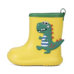 MASOCIO Gummistiefel Kinder Junge Mädchen Regenstiefel Baby Kleinkind EVA Leichte Stiefel Kurze Halbhoch Stiefeletten Rain Boots Kids Barfuß Barfußschuhe Gummistiefeletten Größe 28 29 Gelb von MASOCIO