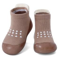 MASOCIO Sockenschuhe Baby Barfußschuhe Lauflernschuhe Socken Junge Mädchen Krabbelschuhe Barfussschuhe Kleinkind Babyschuhe Puschies 6 Outdoor Schuhe 1 Jahr 19 Lauflernsocken 9-12 Monate Braun von MASOCIO