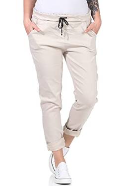 MATY FASHION Damen Hose Stretch Sweatpants Jogginghose für Freizeit Boyfriend Baggyhose 41 (Beige) von MATY FASHION