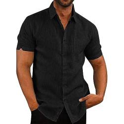 Herren Baumwolle Leinenhemd Sommer Herren Hemd Kurzarm Regular Fit Freizeithemd Shirts von MAVIS LAVEN