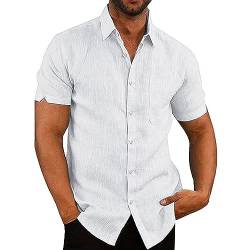 Herren Hemd Kurzarm Leinenhemd aus Baumwollmischung Sommer Freizeit Men´s Shirt von MAVIS LAVEN