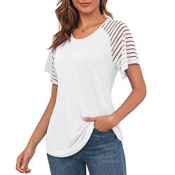 MAVIS LAVEN Damen Besatzung Nacken Lässig Blusen Glocke Kurz Ärmel Hemden Raglan Tunika Oberteile（Weiss,Medium） von MAVIS LAVEN