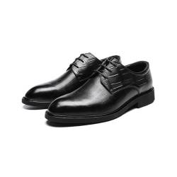 Herren Anzugschuhe Hochzeit Schuhe Derby Oxfords Business Lederschuhe Schnürhalbschuhe,Schwarz,43 EU von MBTSQOIO