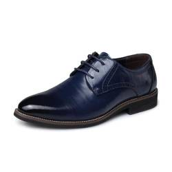 Herren Anzugschuhe Hochzeit Schuhe Klassischer Business Lederschuhe Schnürhalbschuhe Derby Oxfords,Blau,45 EU von MBTSQOIO