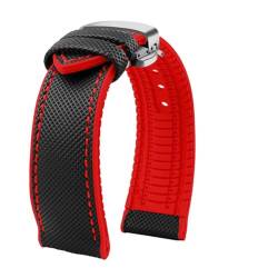 Kompatibel mit Omega Kompatibel mit Tissot Kompatibel mit MIDO Kompatibel mit IWC Uhrenarmband 19 20 mm 22 mm Nylon Silikonunterseite Uhrenarmband Männer Wasserdichtes Gummiarmband Zubehör(Black redX von MBUIOPJ