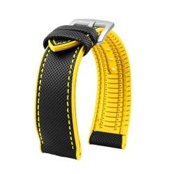 Kompatibel mit Omega Kompatibel mit Tissot Kompatibel mit MIDO Kompatibel mit IWC Uhrenarmband 19 20 mm 22 mm Nylon Silikonunterseite Uhrenarmband Männer Wasserdichtes Gummiarmband Zubehör(Black yello von MBUIOPJ