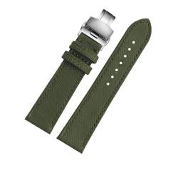 MBUIOPJ Kompatibel mit Breitling Avengers Blackbird Reconnaissance Aircraft Super Ocean Uhrenarmband Sport gewebtes Nylon-Canvas Herrenzubehör 22 24 mm(Green sivler,24mm) von MBUIOPJ