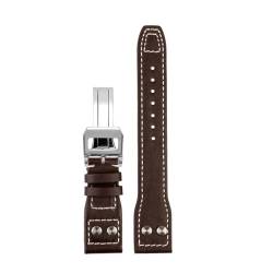 MBUIOPJ Kompatibel mit IWC Pilot Spitfire Princekin Mark Dermis Uhrenarmband 20mm 21mm 22 Schwarz Braun Rindsleder Armband Faltschließe Uhrenarmband(Brown silver,22mm) von MBUIOPJ