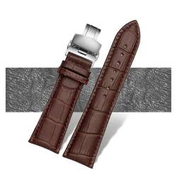 MBUIOPJ Uhrenarmband 23mm 24mm 26mm 28mm große Breite Schwarz braun Herren Alligator Echtleder Uhrenarmband Band Armbänder freies Verschiffen(Brown silver B,28mm) von MBUIOPJ