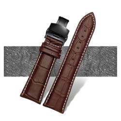 MBUIOPJ Uhrenarmband 23mm 24mm 26mm 28mm große Breite Schwarz braun Herren Alligator Echtleder Uhrenarmband Band Armbänder freies Verschiffen(Brown white black B,19mm) von MBUIOPJ