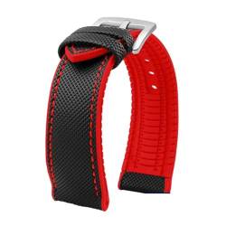 MBUIOPJ Uhrenarmband aus Kohlefaser-Gummi 1920mm 21mm 22mm 2324mm Kompatibel mit Longines Seiko Omega Hamilton Silikonarmband Armbandzubehör(Black red SK1,24mm) von MBUIOPJ