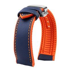 MBUIOPJ Uhrenarmband aus Kohlefaser-Gummi 1920mm 21mm 22mm 2324mm Kompatibel mit Longines Seiko Omega Hamilton Silikonarmband Armbandzubehör(Blue orange SK2,22mm) von MBUIOPJ