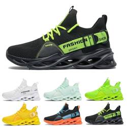 Laufschuhe Herren Damen Sportschuhe Atmungsaktiv Leichte Turnschuhe Straßenlaufschuhe Outdoor Schuhe Fashion Gym Fitness Sneaker G133 Black Green 46 von MCIVOXER