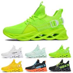 Laufschuhe Herren Damen Sportschuhe Atmungsaktiv Leichte Turnschuhe Straßenlaufschuhe Outdoor Schuhe Fashion Gym Fitness Sneaker G133 Fluorescent Green 44 von MCIVOXER