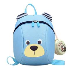 MCUILEE Süß Bär Mini Rucksack Kinder Babyrucksack Kindergartenrucksack Backpack Schultasche Kleinkind Mädchen Jungen mit Sicherheit Geschirre Zügel,Blau von MCUILEE