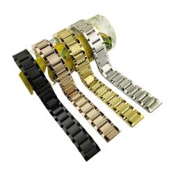 Edelstahl Armband Metall Armbanduhren Band 16mm 18mm 20mm 21mm 22mm 23mm 24mm Uhrenarmband Gold Silber schwarz (Color : Black, Size : 23mm) von MDATT